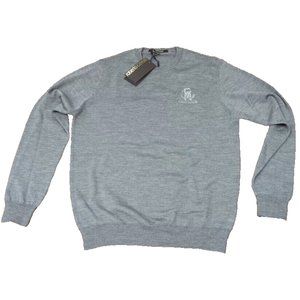Roberto Cavalli Classic Grey Wool Crewneck Knit Sweater sz Large BS-S1212-B006